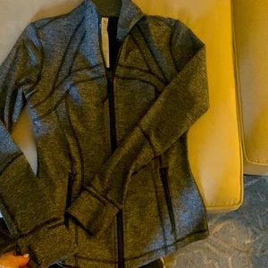 Lululemon: Women’s full zip gray athletic jacket.
